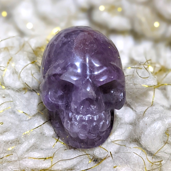 Hand Crafted Other - Lepidolite Crystal Skull Specimen Gemstone Mineral Boho Goth Witch Festival